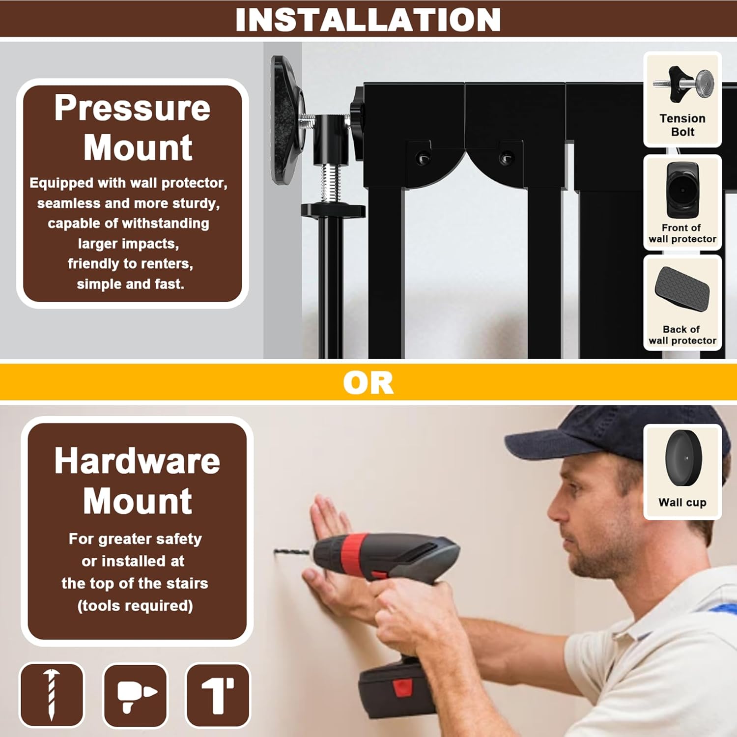 30.7 Tall Clear Acrylic Baby Gate 29.5-47.2 Wide Pressure Mounted Clear Dog Gate Indoor - No Drill Auto Close, Walk Through Baby Gates for Stair & Doorways & Hallway